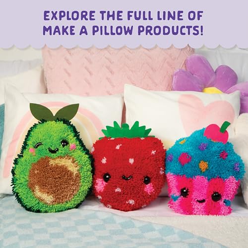 Image of LatchKits Avocado Pillow - Latch Hook Kits for Kids, Arts and Crafts, Yarn Art, Kids Crafts, Toys for Girls, Birthday Gift for Girls, Easy to Follow Pattern, Hook Included, Craft Kits, Ages 6+