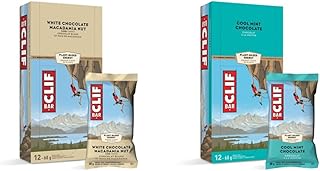 CLIF BAR - Energy Bars - White Chocolate Macadamia Flavour - Packaging May Vary & CLIF BAR - Energy Bars - Cool Mint Chocolate® - With Caffeine (68 Gram Protein Bars, 12 Count) Packaging May Vary