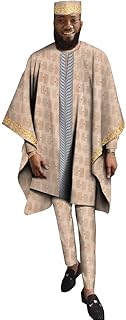 Men Suits African Riche Dashiki Hat +rope Cap+ Pants Agbada Bazin Jacquard Arab Thobe Islamic Muslim Dubai