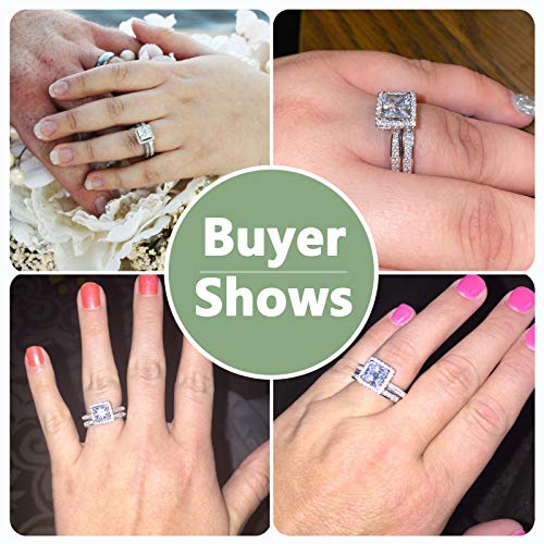Newshe Jewellery 2.8 Carat Princess White Cz 925 Solid Sterling Silver Wedding Band Engagement Ring Set Size 8