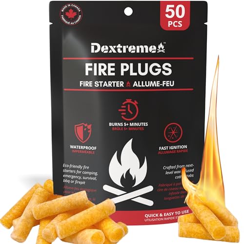 Dextreme Fire Plugs (50) Waterproof Fire Starter for Campfires, Emergencies, Survival, Fire Pits,...
