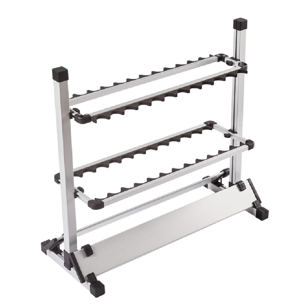 Soporte para cañas de pescar, Puntero caña de pescar, Soporte portátil para 24 cañas de pescar, Aleación de aluminio, 73 cm x 32,5 cm x 72 cm