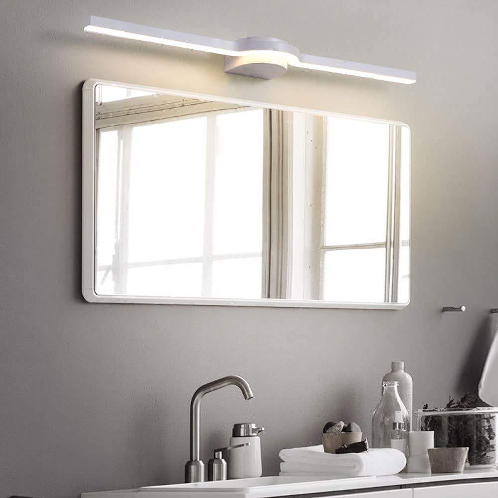 Apparecchio di illuminazione lineare per bagno con luce anteriore a specchio a LED, lampada da parete per bagno da 17 W, 80 cm, luci per specchietto da toeletta in metallo, sopra la toeletta per toile