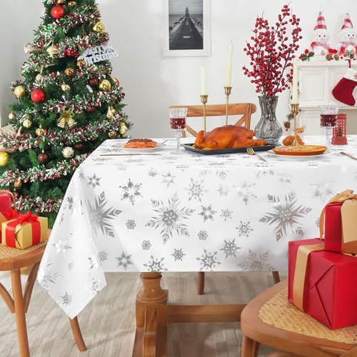Alishomtll Weihnachten Tischdecke Abwischbar, Weiß...