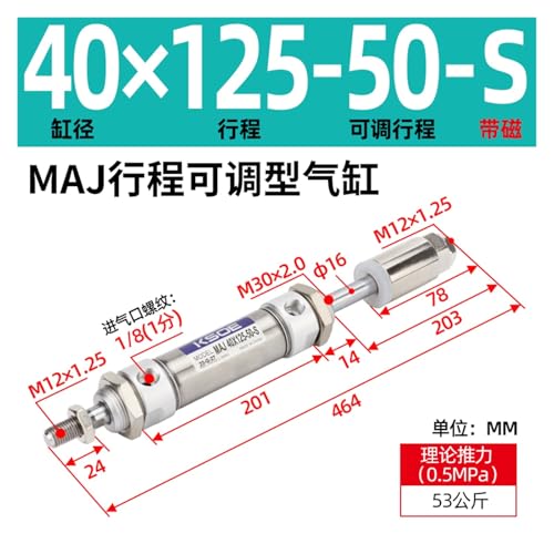 Cylindre pneumatique réglable MAJ mini vérin double effet acier inoxydable petite course - 3