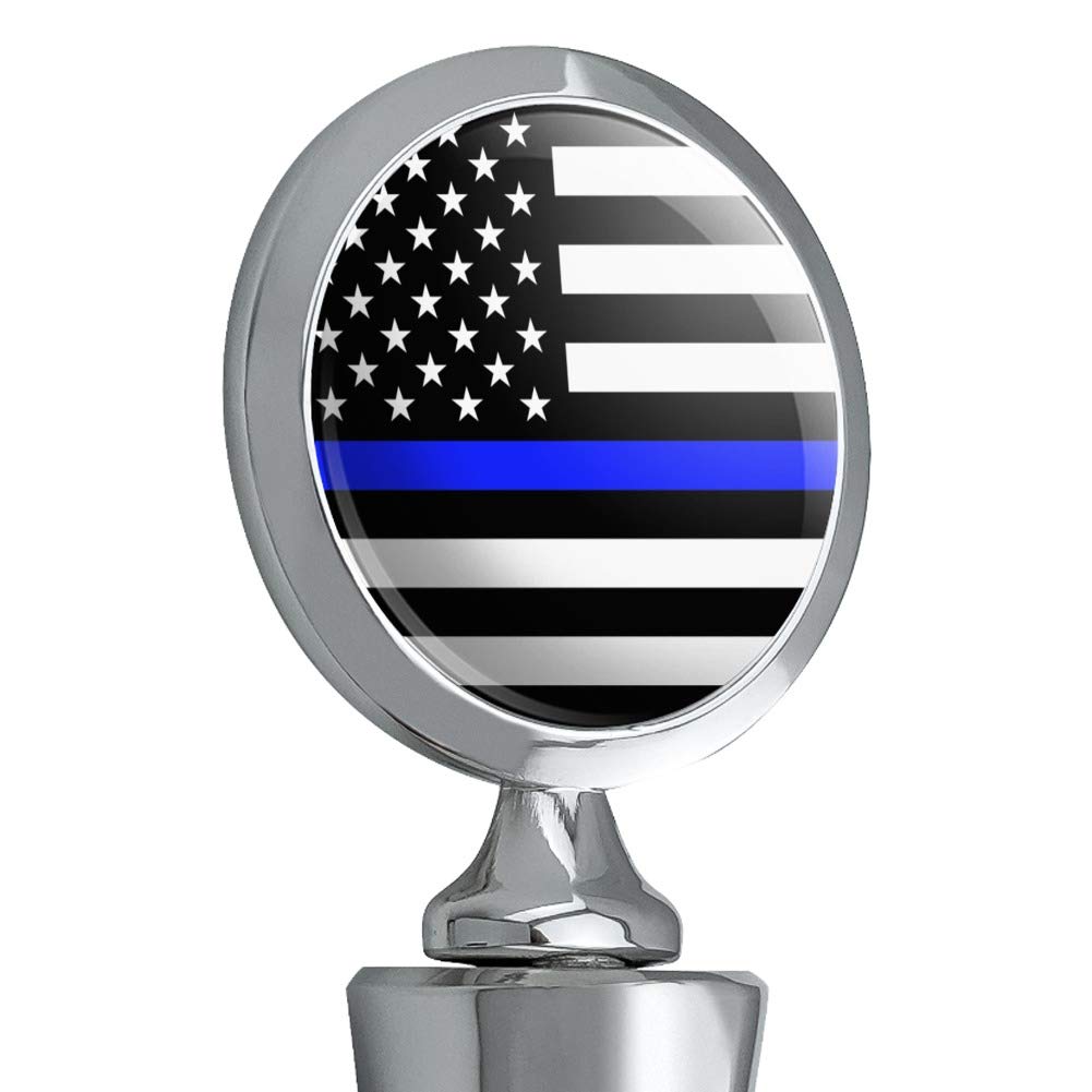 Thin Blue Line American Flag Wine Bottle Stopper