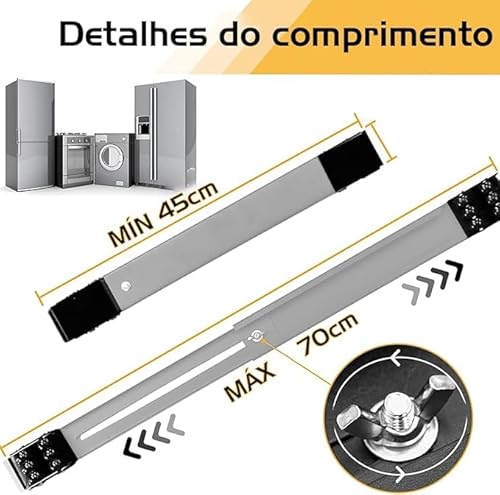 Suporte C/Rodinhas Base Ajustável Máquina Lavar Fogão Geladeira Móveis Resistente Reforçado Premium