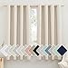 NICETOWN 100% Absolutely Blackout Linen Curtains with Thermal Insulated White Liner, Beige, 52