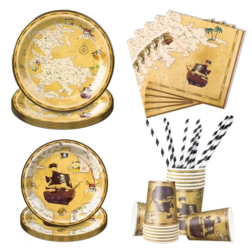 Aitsite Lot de 50 assiettes en carton pour 10 invités avec assiettes en papier, gobelets,...