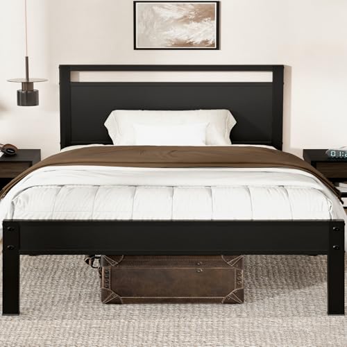 Image of Z-hom Twin Bed Frames, Twin Bed Frame with Headboard and Footboard, with Under Bed Storage, All-Metal Support System, Noise Free, Black
