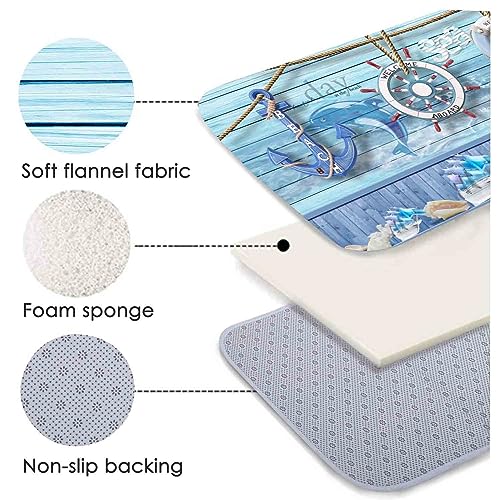 Bath Rugs Sponge Foam Absorbent Soft for Bathroom and Kitchen (47x18 inches), Flannel Mat Non Slip Bright 3D Print for Bedside and Living Room(Nautical Anchor Helmsman) - Image 7