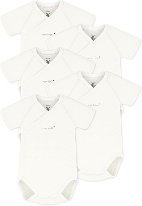 Petit Bateau Lot de Bodys Basiques Mixtes Blancs