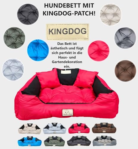 KING DOG Hundebett Kleine Hunde Waschbar Orthopädisches S 55 x 45 cm Hundekissen Haustierbett Hundekorb Hundecouch mit Hohem Rand Wasserdicht Material Silikon Füllung Rot