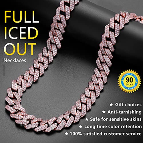 Hip Hop Mens Full Iced Out 15mm 18K Gold/White Rose Gold Plated CZ Miami Cuban Link Chain Choker 18"-24" Necklace or 7.5"-8.5" Bracelet with Gift Box3