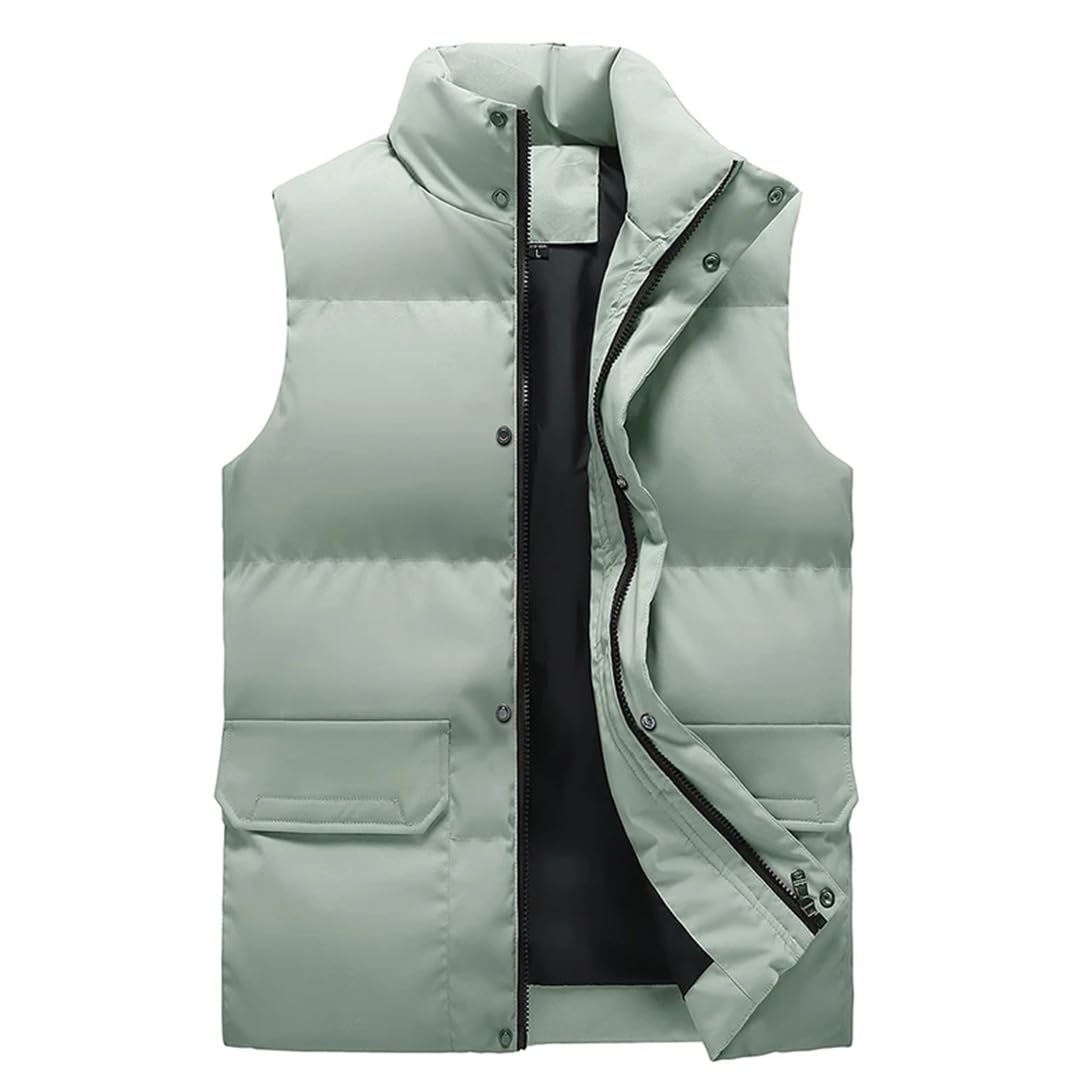 Gilet da uomo in cotone caldo spesso moda allentato Stand Up collare senza maniche cappotto