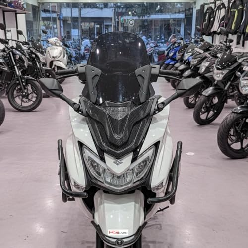 Image of Forza Kit Accessories for Suzuki Burgman Street 125 - Black Mask, High Windshield, Foldable Mirrors & Complete Fitting Set - Stylish Upgrade for Comfort, Protection & Aerodynamics