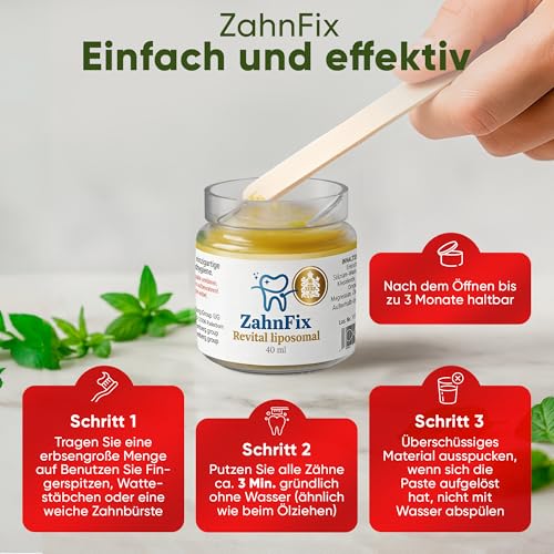 Zahnfix Revital Liposomal Zahncreme 40 ml – Fluoridfrei mit Xylit, Kokosöl & kolloidalem Silizium – Sanfte Pflege bei empfindlichem Zahnfleisch & Zahnhälsen – Ohne SLS, Aluminium & künstliche Aromen