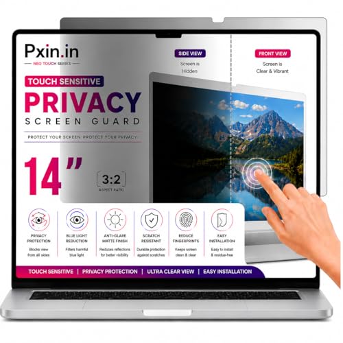 Image of Pxin Neo 14 Inch (3:2) | Touch Sensitive Privacy | Anti Blue | Anti Glare | UV (A /B /C) Block| OptiX & BLUVLIGHT Block Layer | Privacy Filter compatible with HP /Dell /Lenovo /Asus /Acer