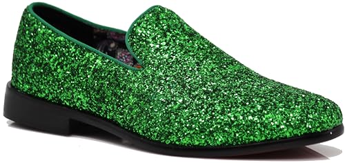 Image of SPK04 Men's Vintage Glitter Dress Loafers Slip On Shoes Classic Tuxedo Dress Shoes