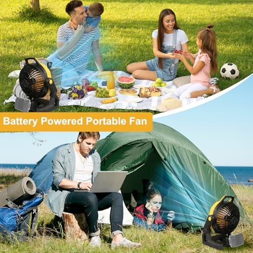 MekiPow Cordless Jobsite Fan Fit for Dewalt 20V, Battery Powered Portable Fan with Brushless Motor, 650 CFM Variable Speed, or AC Power for Outdoor, Camping, Workshops, Office, Home, RVs (TOOL ONLY) by MekiPow - Image 8