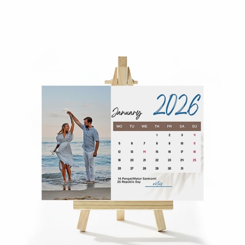 Good Hope Personalized Desk Calendar with Easel Stand 2026 With Photo Monthly Planner From January 2026 to December 2026 Month Small Size 4x6 inch Customised 12 Photographs Family Couple Friends Gift For Valentine (Landscape Design A)-picture-12