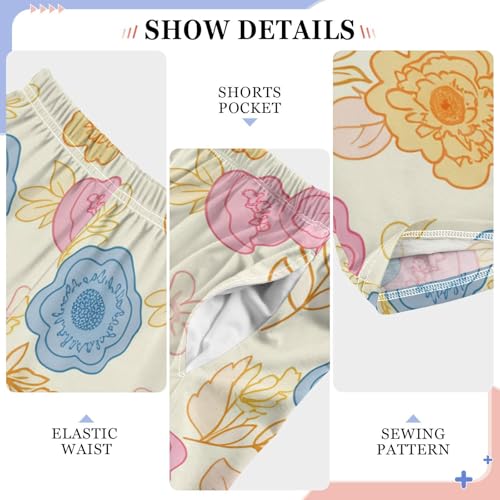 J JOYSAY Floral Blossom Foliage Beige Pajamas Pants Soft Long Pajama Bottoms Lounge Sleep Pants Size S-XL4