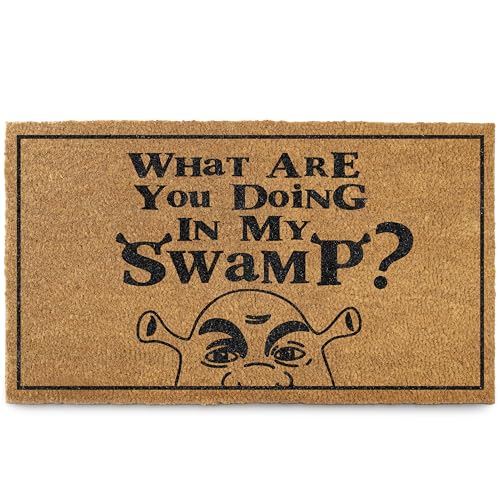 What are You Doing in My Swamp Doormat 30x17 Inch, Get Out of My Swamp Welcome Mat for Covered Outdoor Area, Funny Nerd Gift, Geek Decor, Geek Door Mat, Nerdy Décor