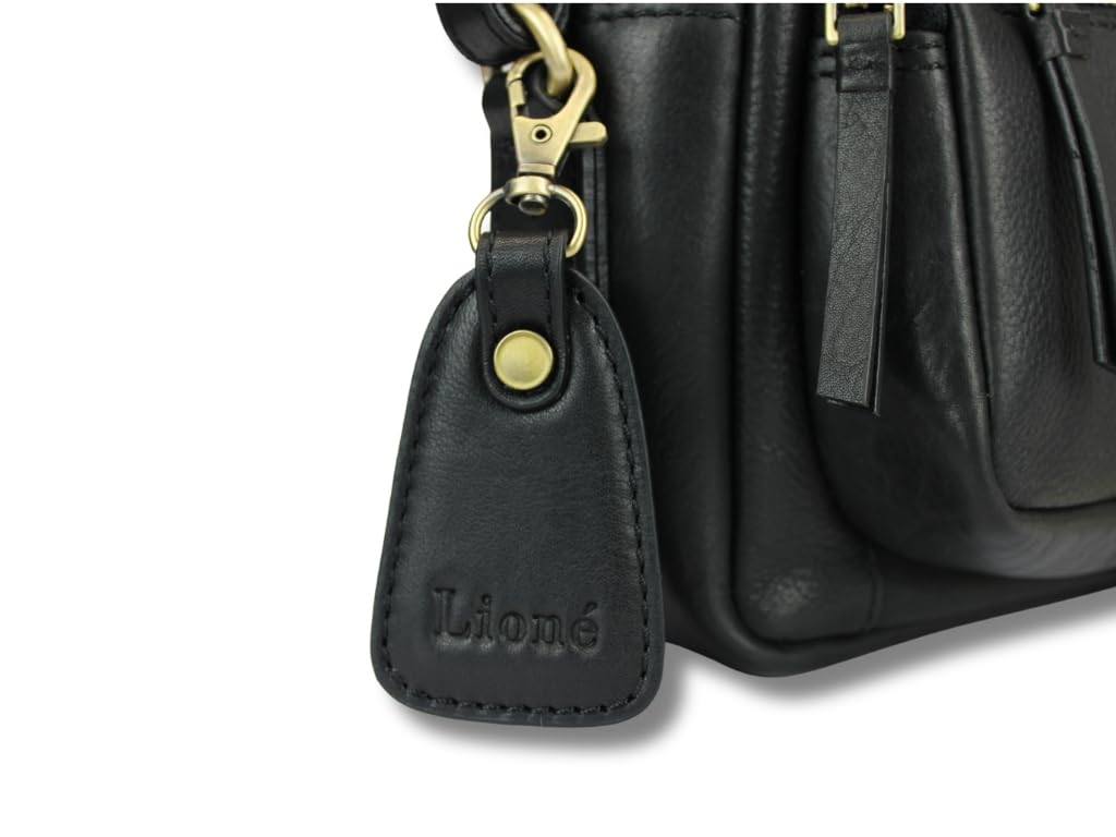 Bolso bandolera de piel auténtica con varios compartimentos con cremallera, compacto y claro