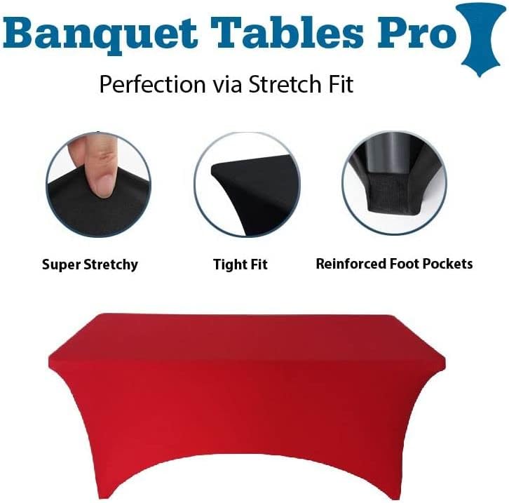 Miniatura 3 de Banquet Tables Pro Mantel rectangular plegable de elastano de 6 pies de largo, elástico, ajustado, para mesas de patio plegables de 30 pulgadas de