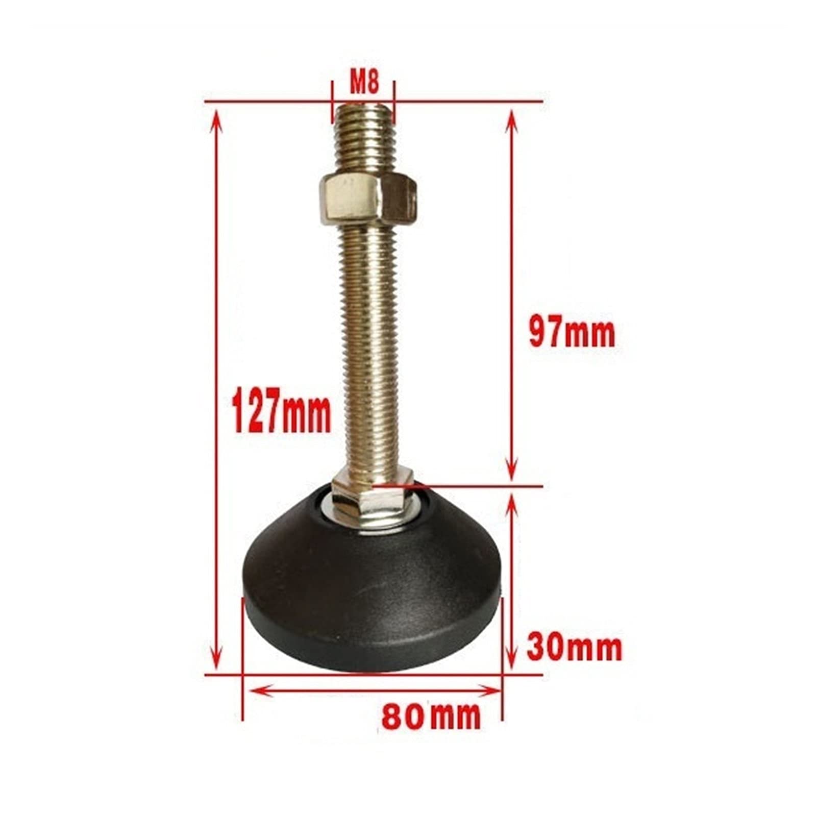 patas niveladoras de alta resistencia, 4 piezas de patas niveladoras roscadas for muebles, deslizantes y giratorias, instalación horizontal, for maquinaria pesada(D80*M12*80 mm)