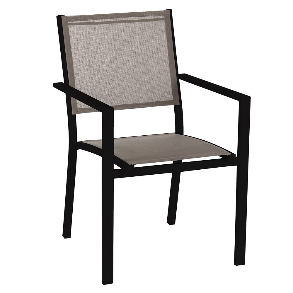 LOLAhome Silla de jardín apilable Deluxe Thais | De Aluminio y textileno | Tamaño 55x60x86 cm | (1, Negro y marrón)