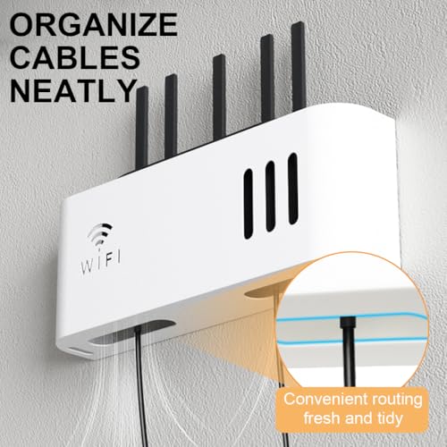 Image of HASTHIP WiFi Router Shelf 12.2 * 2.17 * 4.33 cm Wall-Mount Cable Storage