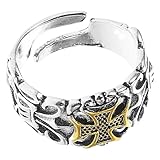 PATKAW Anillo Ajustable para Hombre Abierto Cruz Vintage de Aleación de Zinc, Diseño Punk Retro Decorativo, Joyería para Hombres, Anillo Elegante para Uso Diario