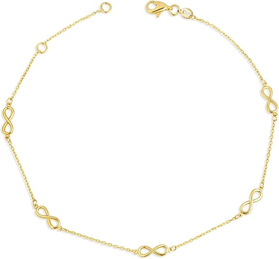 Claddagh Gold 14K Yellow Gold Infinity Eternity Anklet 10"