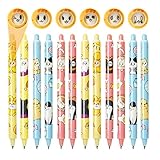 12pcs Cute Kawaii Animal Pens, Changeable Cats Dogs Emojis, Fun School Stationary Vet Nurse Office Supplies, Gift Sets for Kids Teen Girls Boys Veterinarian (Black Gel Ink)