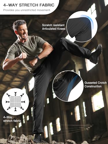 FREE SOLDIER Men's Outdoor Cargo Hiking Pants with Belt Lightweight Waterproof Quick Dry Tactical Pants Nylon Spandex - Image 6