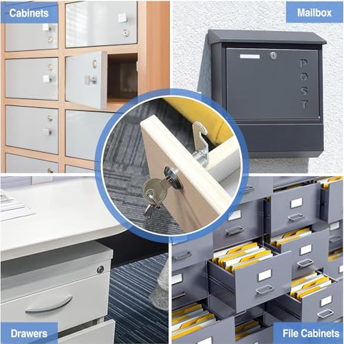 YOUTU® 4 Stück Briefkastenschloss Möbelschlösser Zylinderschloss Zylinder Cam Lock Schrankschloss Spindtürschloss Schubladeschloss, mit 8 Schlüsseln Alle Schlüssel sind gleich (25mm)