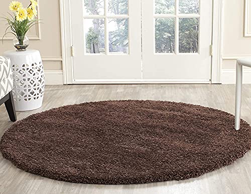 Image of CD Carpet Anti Slip Shaggy Fluffy Fur Rugs and Carpet for Living Room Bedroom Kids Room Plain Circle Carpets for Home with 2 Inch Thickness (Color Brown Size 10x10 Feet Round)