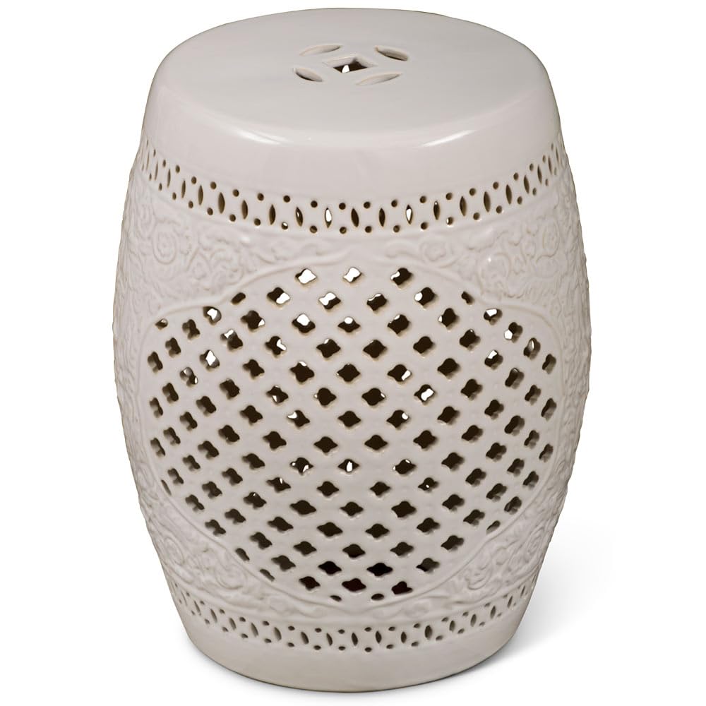 ChinaFurnitureOnline White Porcelain Chinese Jiang Nan Porcelain Stool