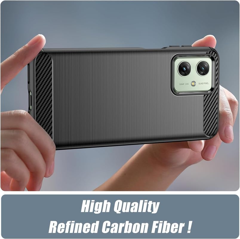 Image of NPRC Hybrid Ultra Slim Protective Case TPU Non-Slip Carbon Fiber Texture Shockproof Case Cover for Moto G54 - Black