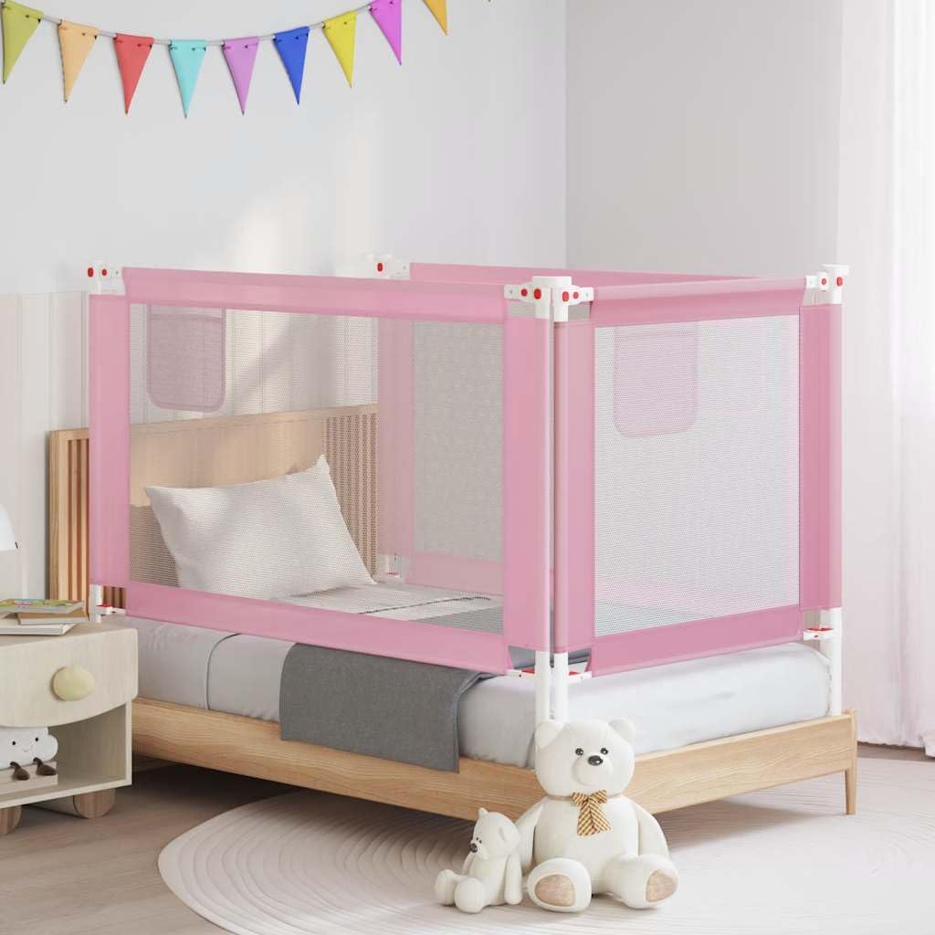 Kleinkind-Bettschutzgitter Rosa 140x25 cm Stoff mit höhenverstellbarem Rausfallschutz, Bettbarriere für Kinderbett und Elternbett, seitlicher Fallschutz für Babysicherheit im Kinderzimmer