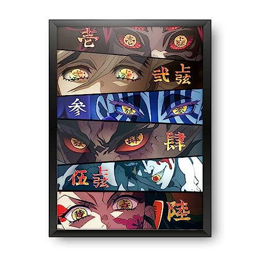 Image of MCSID RAZZ - Demon Slayer - Upper Moons - Blood Eyes Design A4 Size Poster (With Frame) - Best Gift For Demon Slayer Fans /Best Artifacts To Your Home & Decor /For Anime Fandom