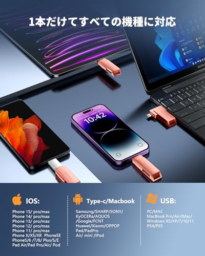 Vackiit 【MFi認証取得】iPhone用USBメモリー 256GB USB 3.0 iphone用外付けメモリ の商品画像 4