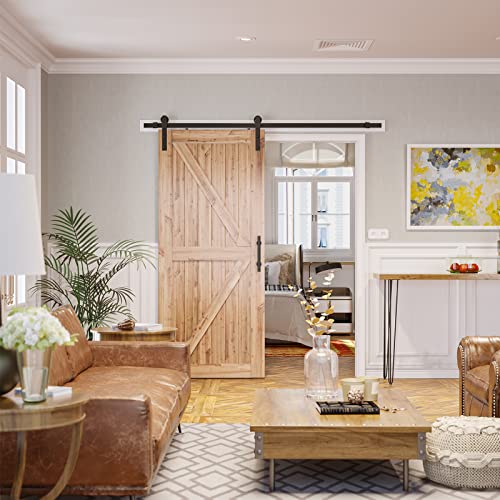 Image of SMARTSTANDARD 7ft Sliding Barn Door Hardware kit, Fit 42 inch Wide Door Panel