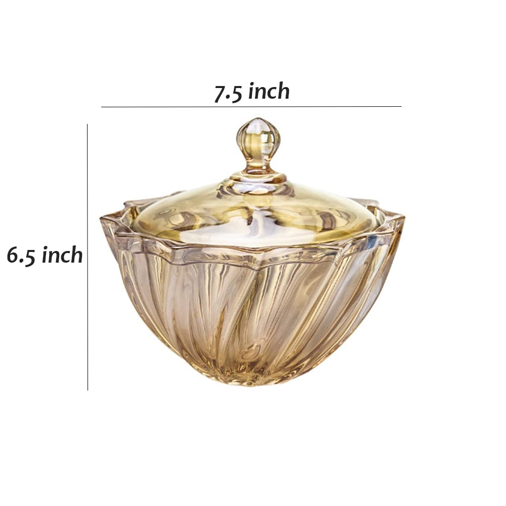 NAPB070 Glass Candy Bowl With Lid - 8.5cm Diameter, 122ml Capacity, Festive Decorative Jar
