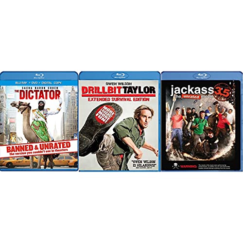 Dictator / Drillbit Taylor / Jackass 3.5 (4 Disc Blu Ray College Comedy) Sacha Baron Cohen, Megan Fox, Owen Wilson, Troy Gentile, Leslie Mann, Jason "Wee Man" Acuna, Johnny Knoxville, Steve-O