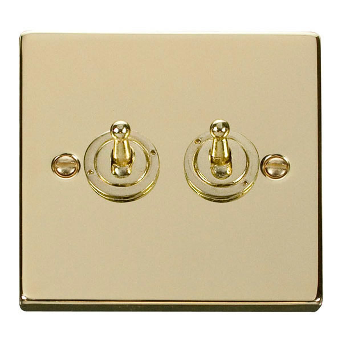 Polished Brass 2 Gang 2 Way 10AX Toggle Light Switch