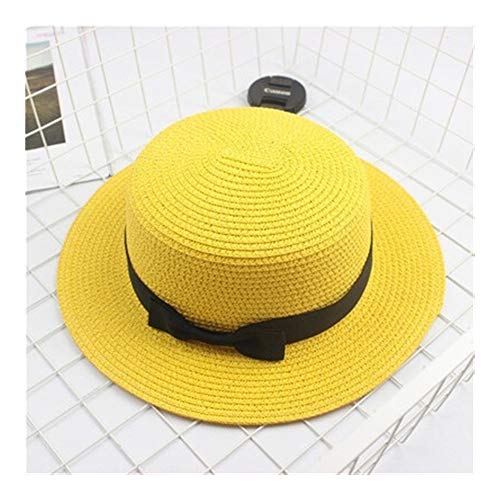 Preisvergleich Produktbild Sonnenhut Kinder Sonnenhut Bogen Handgemachte Frauen Stroh Kappenstrand Große Randhut (Color : 1, Size : Child Size (50 52cm))