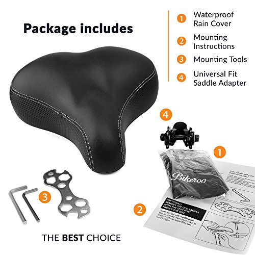 Extra Comfortable Bike Seat for Seniors with Elastomer Springs – Extra Wide and Padded Bicycle Saddle for Men and Women Comfort – Universal Bike Seat Replacement