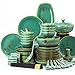 BNFD Set di stoviglie in Ceramica da 45 Pezzi Set di stoviglie in Ceramica per Piatti in Porcellana Cinese Set di stoviglie in Ceramica per 10, Set di stoviglie in gres di Lusso Verde Scuro